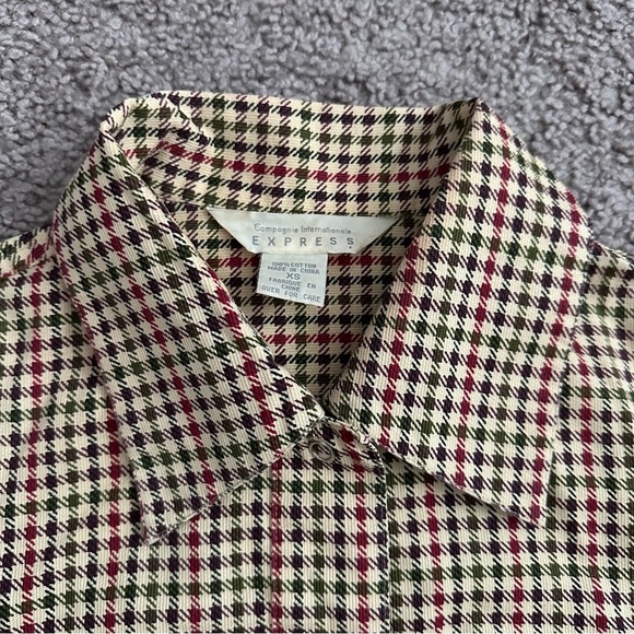 Campagnie Internationale Express Womens Size XS Shepherd Check Plaid Button Up - Picture 6 of 12
